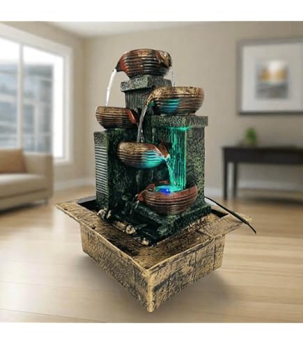 Swadeshi Decors Tabletop Water Fountain with LED Lights|3 Tea